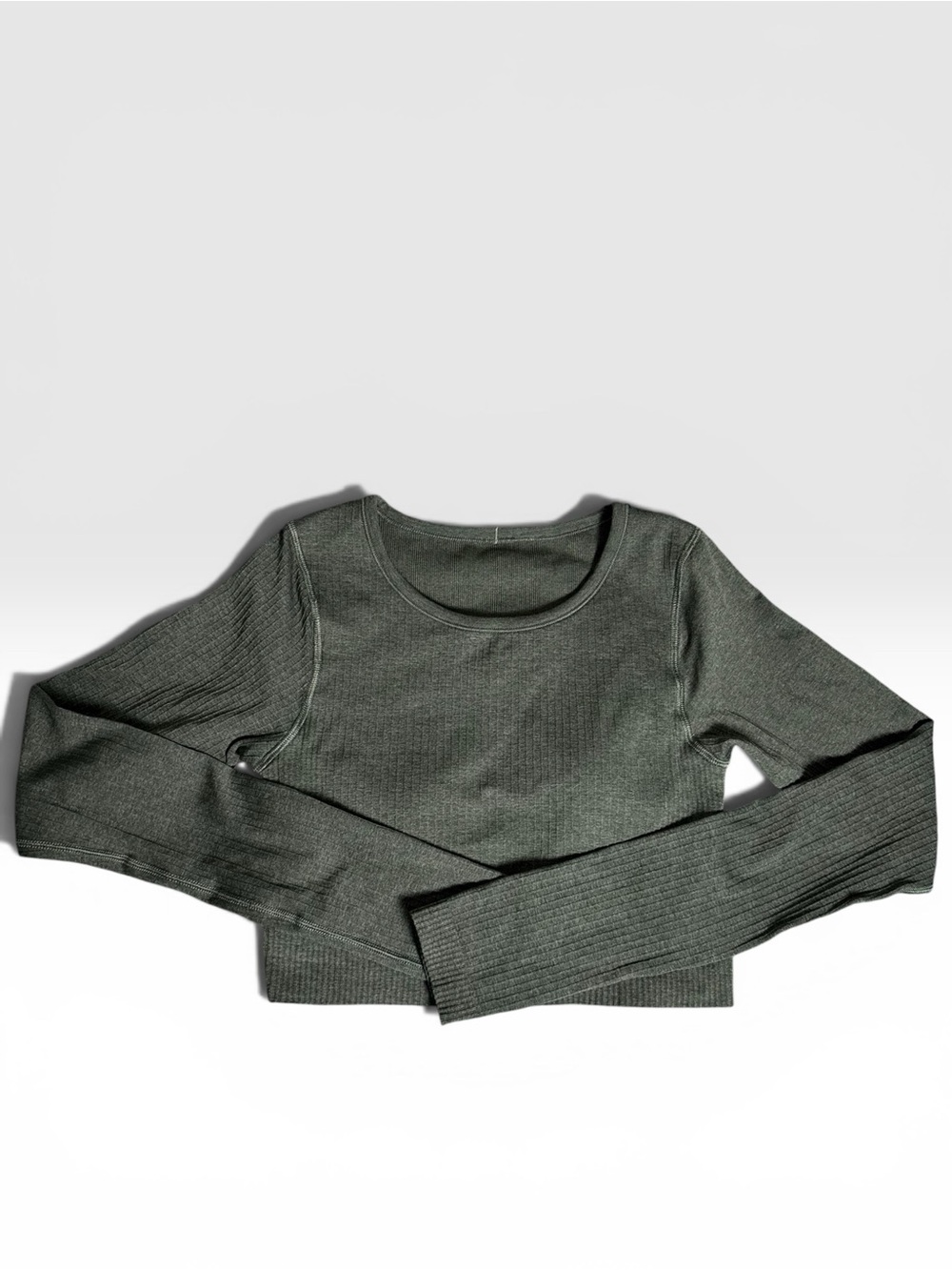Lululemon Ribbed Cropped Long Sleeve Top Green